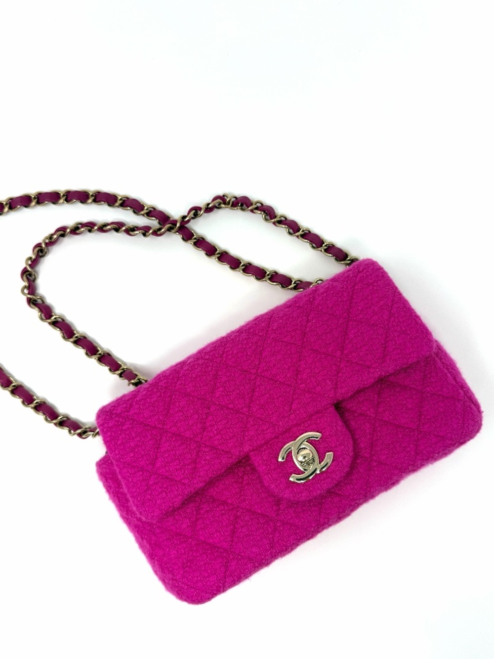 CHANEL Pre-Owned 2022 Mini Classic Tweed Double Flap Shoulder Bag — Full Set